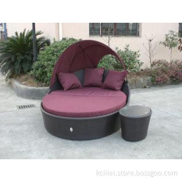 Beach Dark Brown Wicker Daybed , Aluminium Frame Wicker Ova